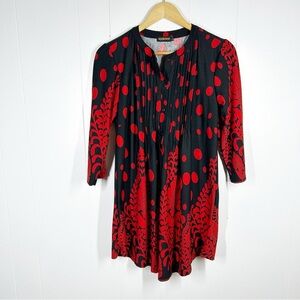 Reborn Black and Red Polka Dot Pleated Goth Emo Dress Large